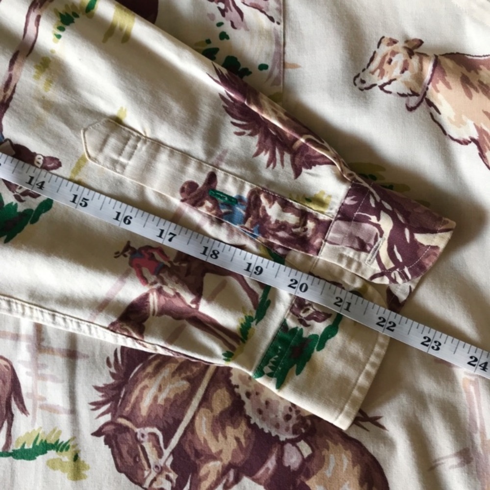 RARE VINTAGE Tommy Hilfiger Western Print Shirt - Cream, Brown, Red, Green - Picture 7 of 15